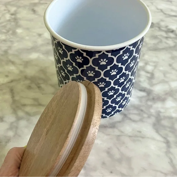 Dog Treat Canister with Secure Wood Top - Picture 4 of 7